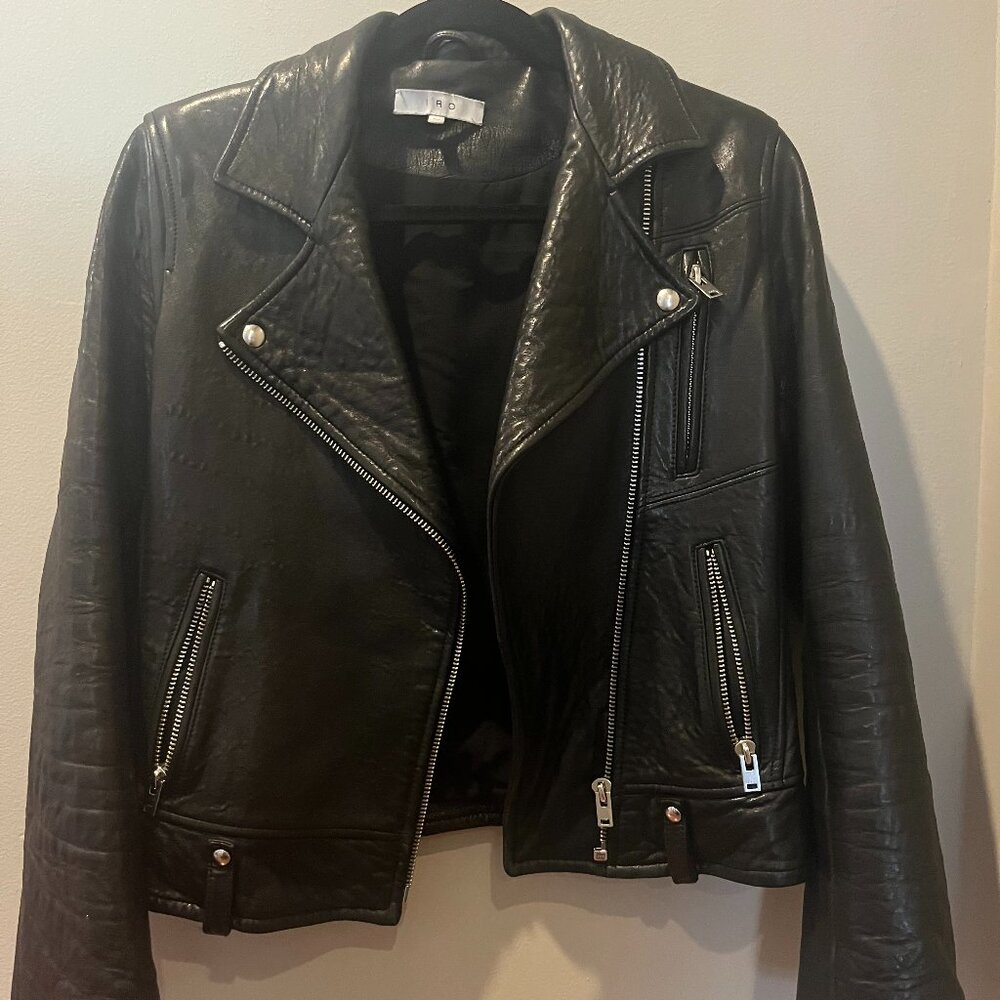 IRO Jamie Leather Moto Jacket in Black
